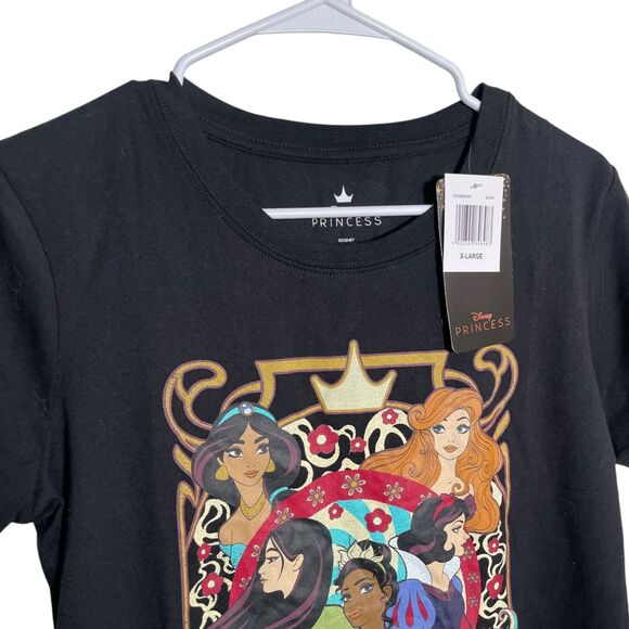 Disney Princess Shirt Junior's XL Black Happily Ever After NWT Short Sleeve Top - Picture 8 of 8